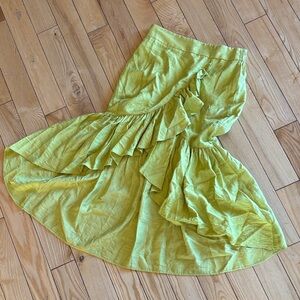 Elegant Asymmetrical Lime Skirt